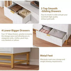 Cassettiera Camera da Letto 53.5 Ampia Cassettiera Organizer a 7 Cassetti con Maniglia, Gambe in Metallo Dorato