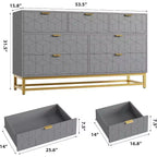 Cassettiera Camera da Letto 53.5 Ampia Cassettiera Organizer a 7 Cassetti con Maniglia, Gambe in Metallo Dorato