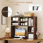 Libreria da scrivania Costway, ripiano portaoggetti da tavolo con 7 scomparti aperti e 3 ripiani regolabili, naturale/beige/grigio/marrone/bianco