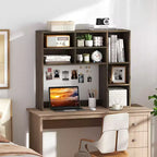 Libreria da scrivania Costway, ripiano portaoggetti da tavolo con 7 scomparti aperti e 3 ripiani regolabili, naturale/beige/grigio/marrone/bianco