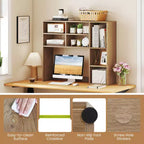 Libreria da scrivania Costway, ripiano portaoggetti da tavolo con 7 scomparti aperti e 3 ripiani regolabili, naturale/beige/grigio/marrone/bianco