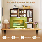 Libreria da scrivania Costway, ripiano portaoggetti da tavolo con 7 scomparti aperti e 3 ripiani regolabili, naturale/beige/grigio/marrone/bianco