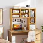 Libreria da scrivania Costway, ripiano portaoggetti da tavolo con 7 scomparti aperti e 3 ripiani regolabili, naturale/beige/grigio/marrone/bianco