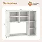 Libreria da scrivania Costway, ripiano portaoggetti da tavolo con 7 scomparti aperti e 3 ripiani regolabili, naturale/beige/grigio/marrone/bianco