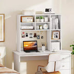 Libreria da scrivania Costway, ripiano portaoggetti da tavolo con 7 scomparti aperti e 3 ripiani regolabili, naturale/beige/grigio/marrone/bianco