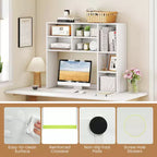 Libreria da scrivania Costway, ripiano portaoggetti da tavolo con 7 scomparti aperti e 3 ripiani regolabili, naturale/beige/grigio/marrone/bianco