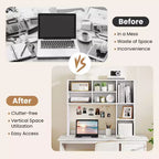 Libreria da scrivania Costway, ripiano portaoggetti da tavolo con 7 scomparti aperti e 3 ripiani regolabili, naturale/beige/grigio/marrone/bianco