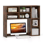 Libreria da scrivania Costway, ripiano portaoggetti da tavolo con 7 scomparti aperti e 3 ripiani regolabili, naturale/beige/grigio/marrone/bianco