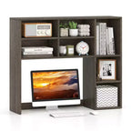 Libreria da scrivania Costway, ripiano portaoggetti da tavolo con 7 scomparti aperti e 3 ripiani regolabili, naturale/beige/grigio/marrone/bianco