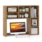 Libreria da scrivania Costway, ripiano portaoggetti da tavolo con 7 scomparti aperti e 3 ripiani regolabili, naturale/beige/grigio/marrone/bianco