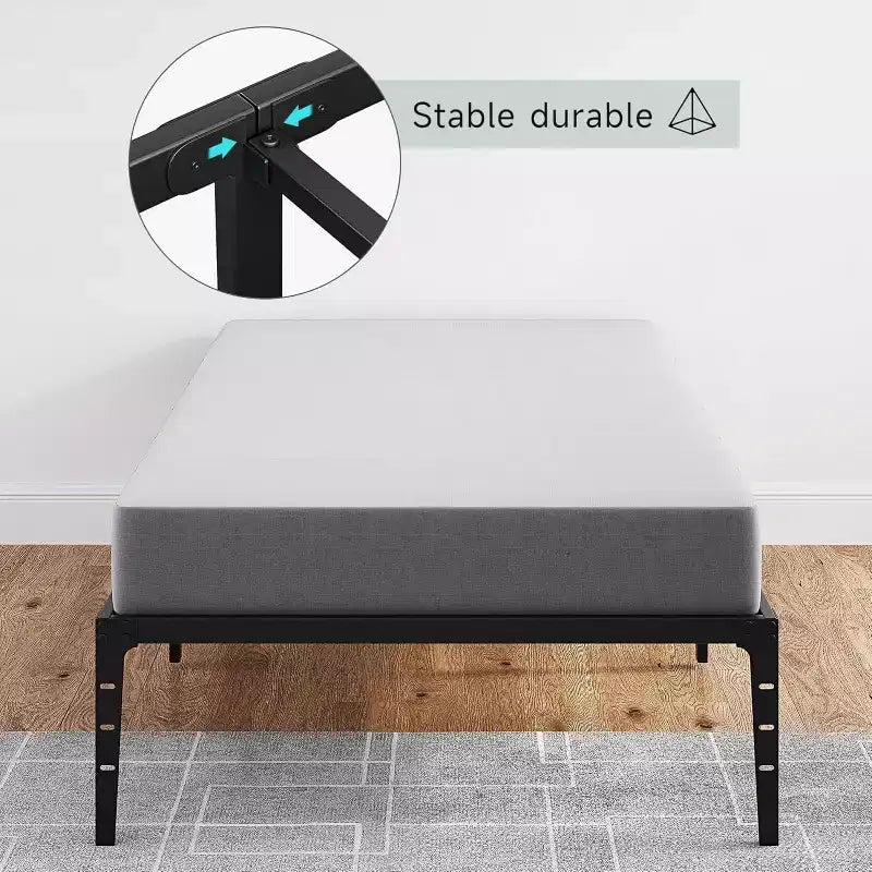 Base per letto a piattaforma in metallo, struttura per materasso silenziosa con spazio di archiviazione, doghe in acciaio resistente antiscivolo, facile da montare
