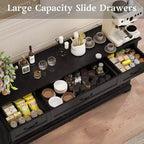 Dyonery 65 Mobile Buffet Grande, Credenza da Cucina Stile Rustico con 3 Cassetti e 4 Ante, Armadietto Bar per Caffè e Vino con Contenitore, Noce
