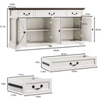 Dyonery 65 Mobile Buffet Grande, Credenza da Cucina Stile Rustico con 3 Cassetti e 4 Ante, Armadietto Bar per Caffè e Vino con Contenitore, Noce