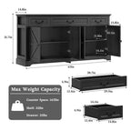Dyonery 65 Mobile Buffet Grande, Credenza da Cucina Stile Rustico con 3 Cassetti e 4 Ante, Armadietto Bar per Caffè e Vino con Contenitore, Noce
