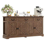 Dyonery 65 Mobile Buffet Grande, Credenza da Cucina Stile Rustico con 3 Cassetti e 4 Ante, Armadietto Bar per Caffè e Vino con Contenitore, Noce