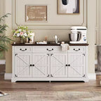 Dyonery 65 Mobile Buffet Grande, Credenza da Cucina Stile Rustico con 3 Cassetti e 4 Ante, Armadietto Bar per Caffè e Vino con Contenitore, Noce