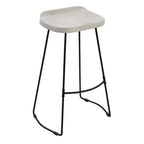 Sgabello da bar Royal Hampton da 30 pollici, senza schienale, realizzato a mano, con seduta a sella in legno di mango lavato e base in metallo nero