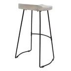 Sgabello da bar Royal Hampton da 30 pollici, senza schienale, realizzato a mano, con seduta a sella in legno di mango lavato e base in metallo nero