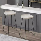 Sgabello da bar Royal Hampton da 30 pollici, senza schienale, realizzato a mano, con seduta a sella in legno di mango lavato e base in metallo nero
