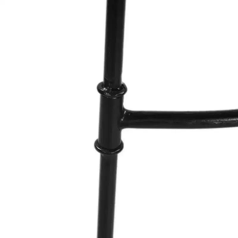 Sgabello da bar Royal Hampton da 30 pollici, senza schienale, realizzato a mano, con seduta a sella in legno di mango lavato e base in metallo nero