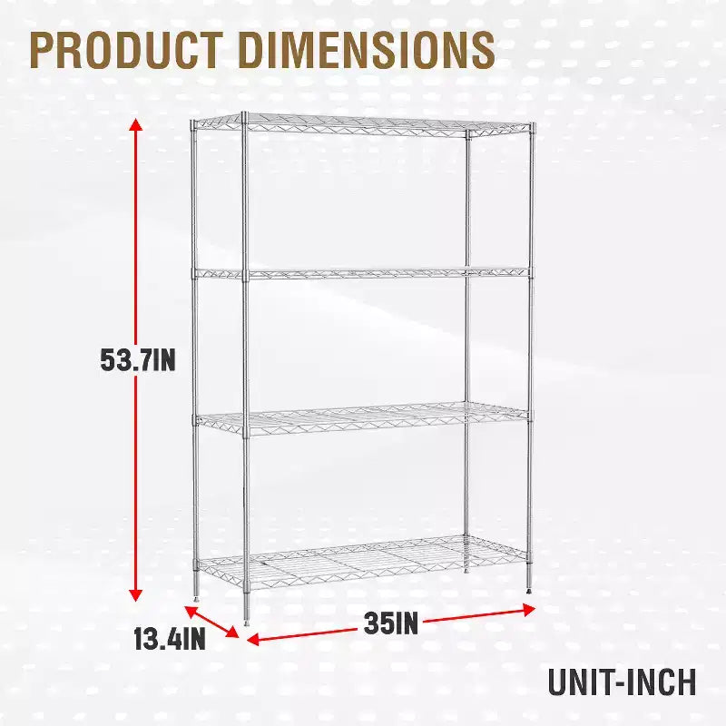 Scaffale metallico a 4 ripiani regolabile FDW per cucina