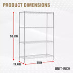 Scaffale metallico a 4 ripiani regolabile FDW per cucina
