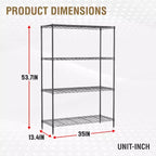 Scaffale metallico a 4 ripiani regolabile FDW per cucina