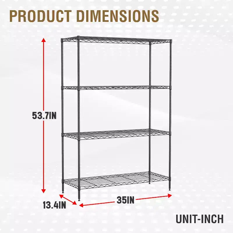 Scaffale metallico a 4 ripiani regolabile FDW per cucina