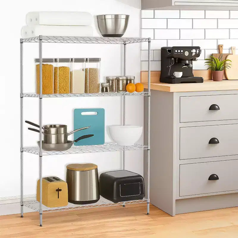 Scaffale metallico a 4 ripiani regolabile FDW per cucina