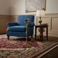 Royal Hampton 26 Inch Drink Side Table with Round Top and Turned Pedestal Metal Base