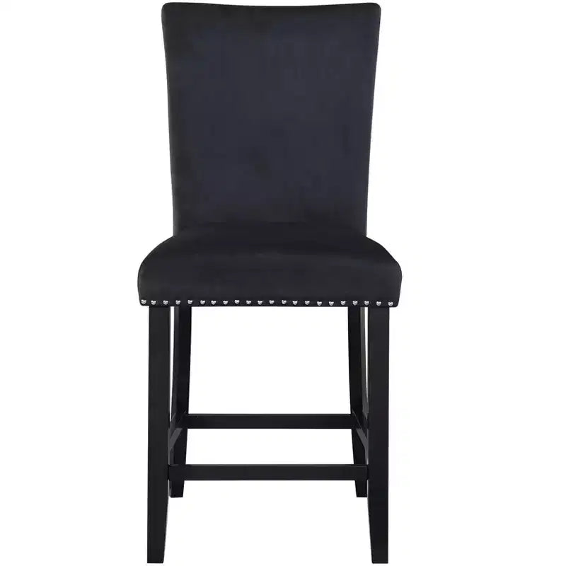 HomeRoots 25 Black Wood and Velvet Counter Height Bar Chair