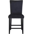 HomeRoots 25 Black Wood and Velvet Counter Height Bar Chair