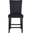 HomeRoots 25 Black Wood and Velvet Counter Height Bar Chair