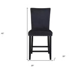 HomeRoots Sgabello da bancone nero in legno e velluto, altezza 25