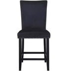 HomeRoots Sgabello da bancone nero in legno e velluto, altezza 25