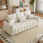 PexFix 205 cm L Divano a 3 Posti in Tessuto Teddy Premium Bianco con 3 Cuscini e 3 Cuscini Schienale per Soggiorno Camera da Letto e Ufficio
