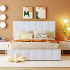 Okak Full/Queen Platform Bed Frame with Upholstered Big Headboard with a Hydraulic Storage System Strong Slats No Box Spring Needed Easy Assembly