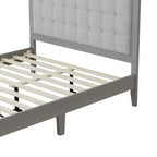 Okak Regina/Re Piattaforma Letto Imbottito Legno Massello Moderno con Testiera Trapuntata a Quadretti Senza Rumore Facile da Montare
