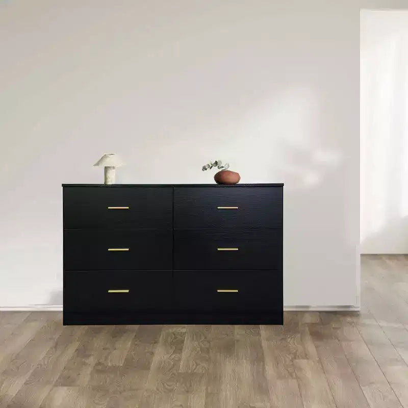 Okak Comodino Cassettiera Minimalista da Camera da Letto con 6 Cassetti Maniglie Dorate Ampio Contenitore a Cassetti per Soggiorno Corridoio Stanza dei Bambini