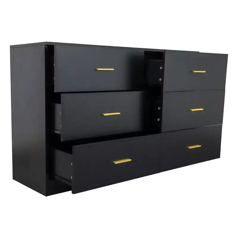 Okak Comodino Cassettiera Minimalista da Camera da Letto con 6 Cassetti Maniglie Dorate Ampio Contenitore a Cassetti per Soggiorno Corridoio Stanza dei Bambini