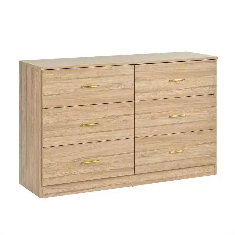 Okak Comodino Cassettiera Minimalista da Camera da Letto con 6 Cassetti Maniglie Dorate Ampio Contenitore a Cassetti per Soggiorno Corridoio Stanza dei Bambini