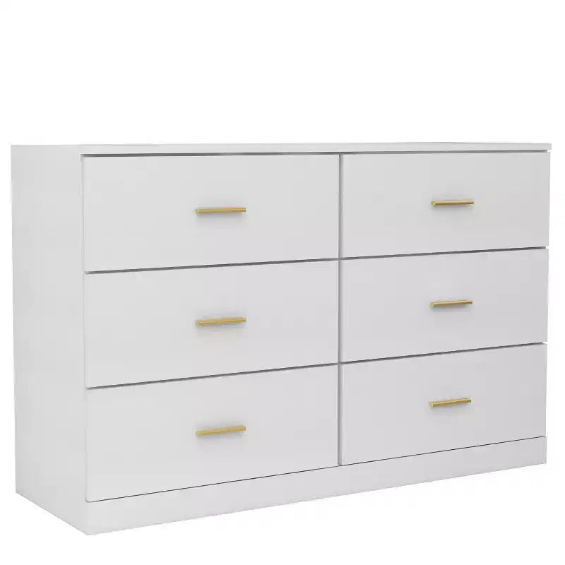 Okak Comodino Cassettiera Minimalista da Camera da Letto con 6 Cassetti Maniglie Dorate Ampio Contenitore a Cassetti per Soggiorno Corridoio Stanza dei Bambini