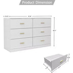 Okak Comodino Cassettiera Minimalista da Camera da Letto con 6 Cassetti Maniglie Dorate Ampio Contenitore a Cassetti per Soggiorno Corridoio Stanza dei Bambini