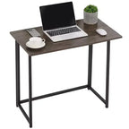 VECELO Scrivania Pieghevole per Computer da 80 cm, Robusta Scrivania per Scrivere in Acciaio, Tavolo per Laptop per Casa o Ufficio, Marrone Retrò
