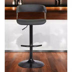 Chaise de bar HomeRoots pivotante et réglable en hauteur, en similicuir noir et métal