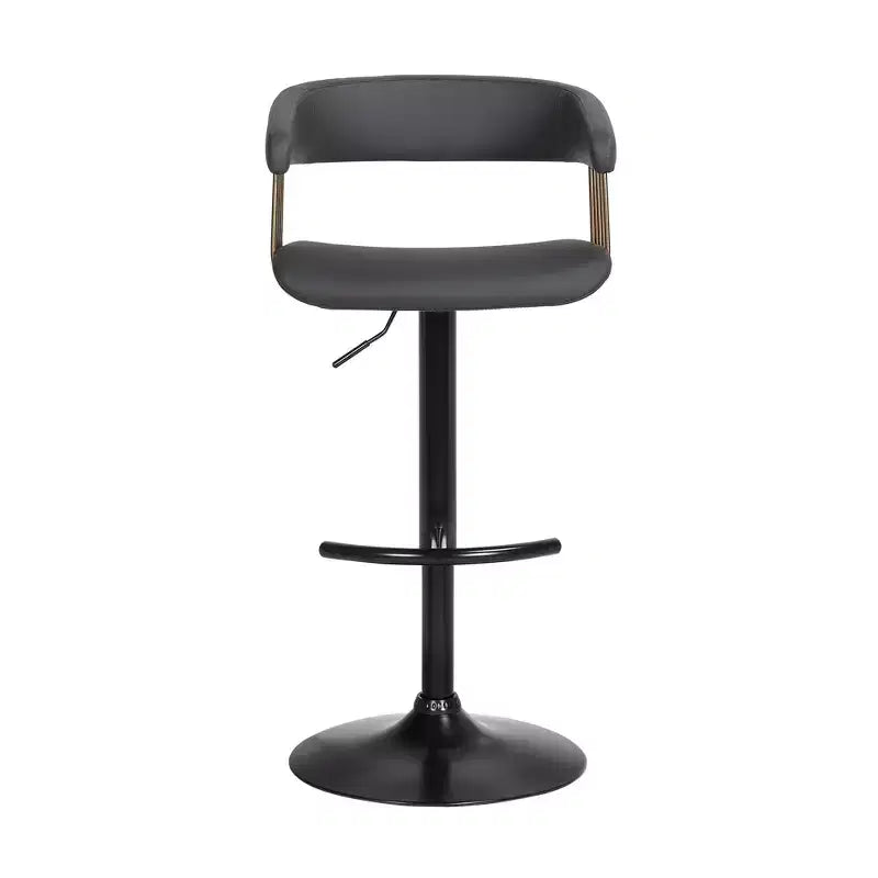 Chaise de bar HomeRoots pivotante et réglable en hauteur, en similicuir noir et métal