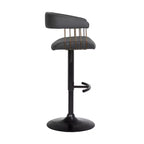 Chaise de bar HomeRoots pivotante et réglable en hauteur, en similicuir noir et métal