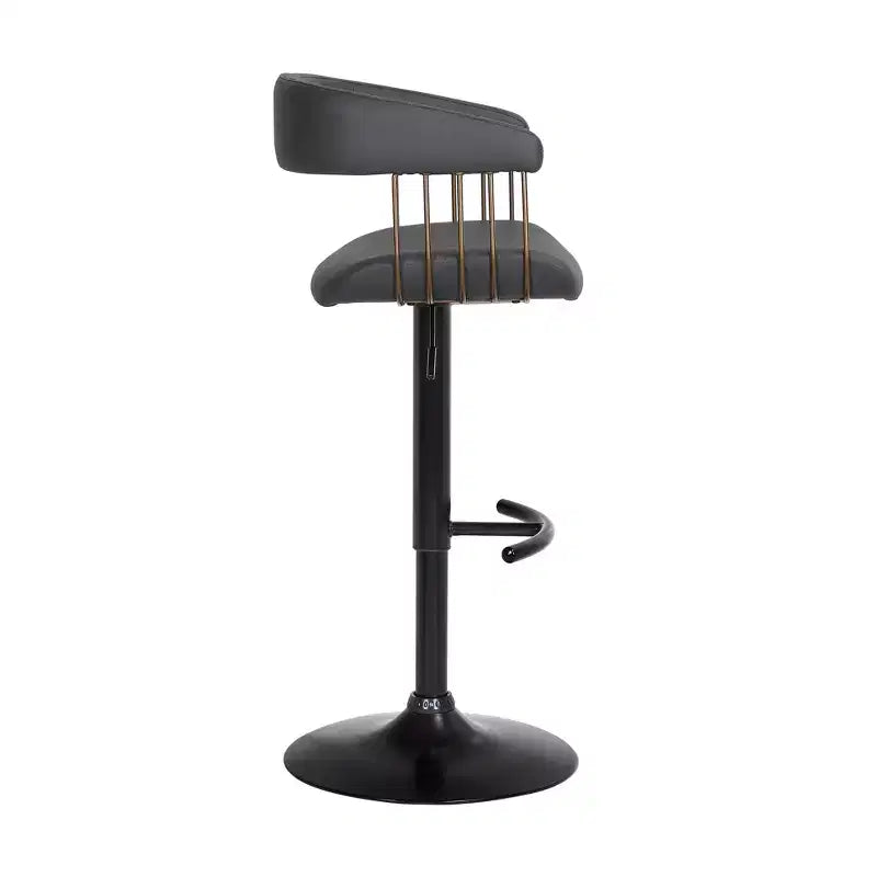 Chaise de bar HomeRoots pivotante et réglable en hauteur, en similicuir noir et métal