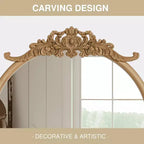 MAYEERTY 91x61x4cm Specchio Sospeso Marrone Intagliato in Legno Massello con Rattan e Angolo Retto