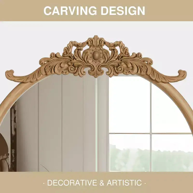 MAYEERTY 91x61x4cm Specchio Sospeso Marrone Intagliato in Legno Massello con Rattan e Angolo Retto